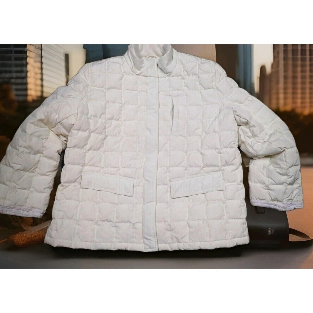 Kenneth Cole Reaction Puffer Jacket Womens XL‎ White Excellent Quilted Down Coat
